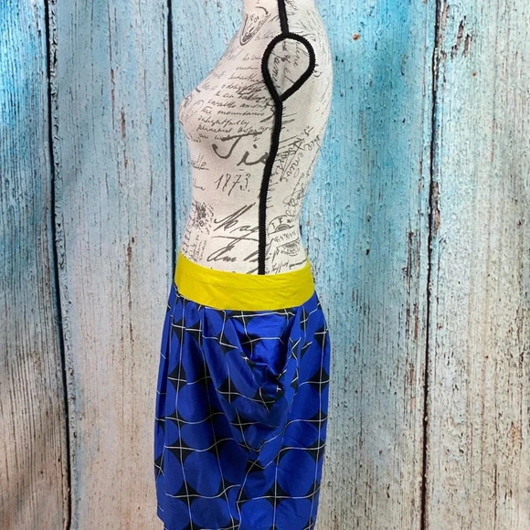 ANTHROPOLOGIE ODILLE NWT Blue Fargyle Retro Bubble Pocket Skirt - Picture 12 of 12